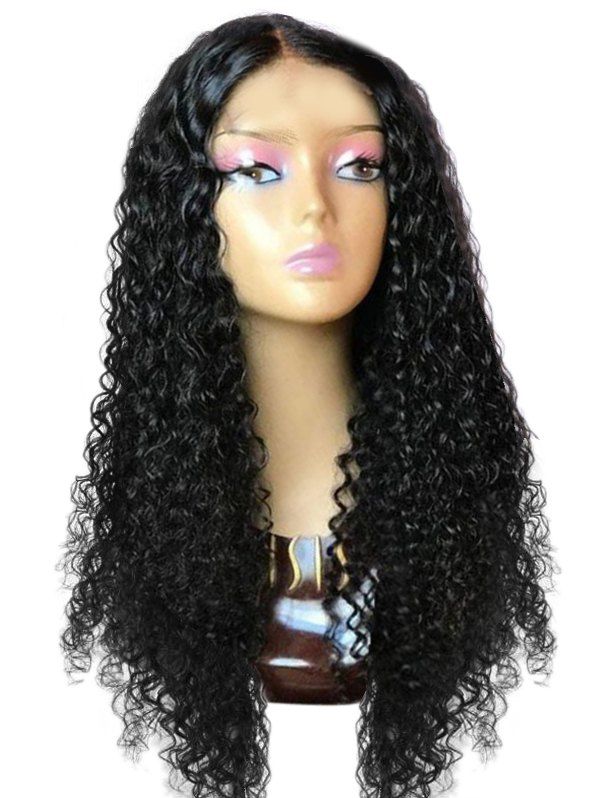

Center Parting Long Deep Wave Synthetic Wig, Natural black