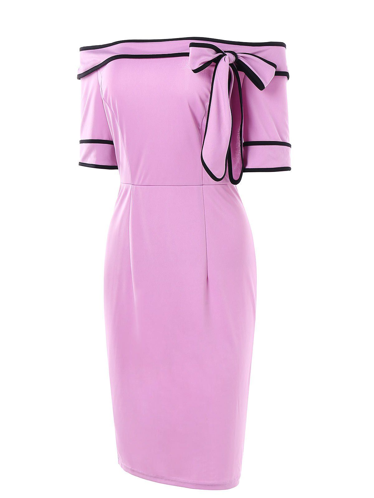 

Bowknot Tie Off Shoulder Dress, Mauve