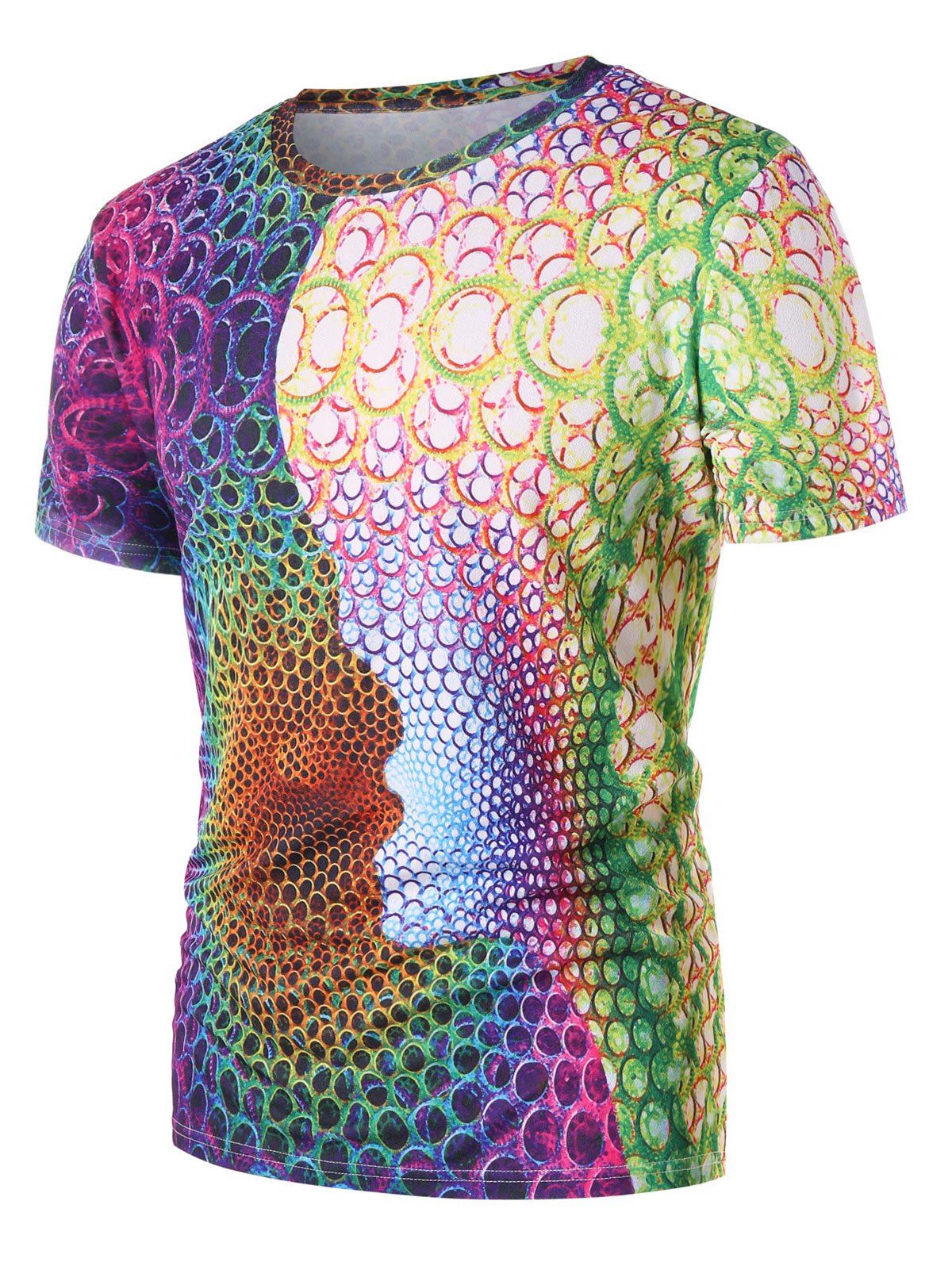 

Round Neck 3D Round Print T-shirt, Multi
