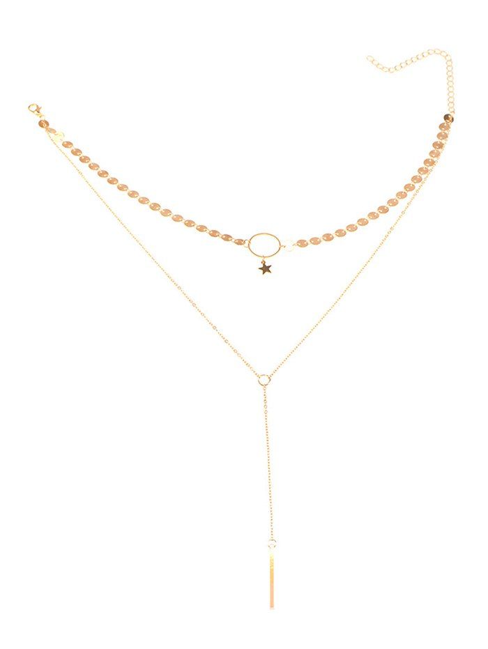 

Stylish Star Sequins Ring Clavicle Chain Necklace, Gold