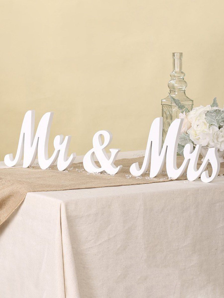 

Mr and Mrs Wooden Signs Wedding Decor, White