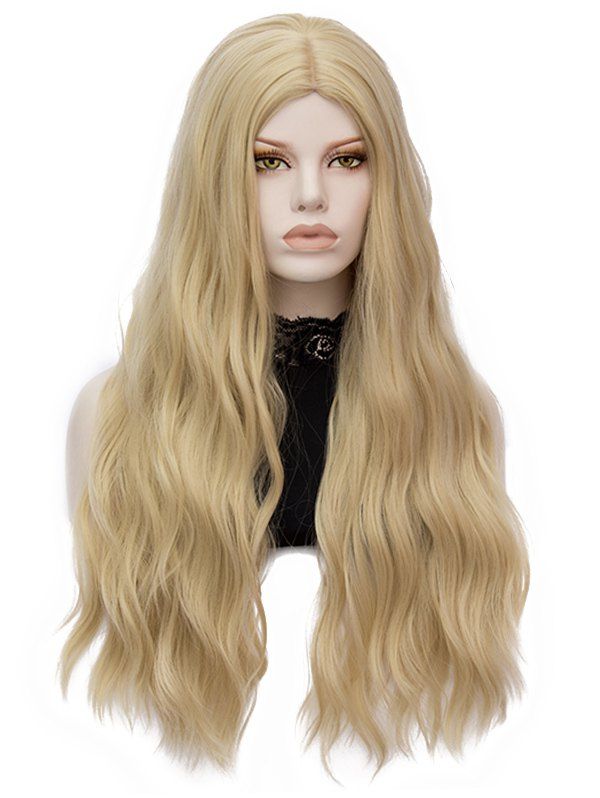 

Long Center Parting Natural Wavy Heat Resistant Synthetic Wig, Gold