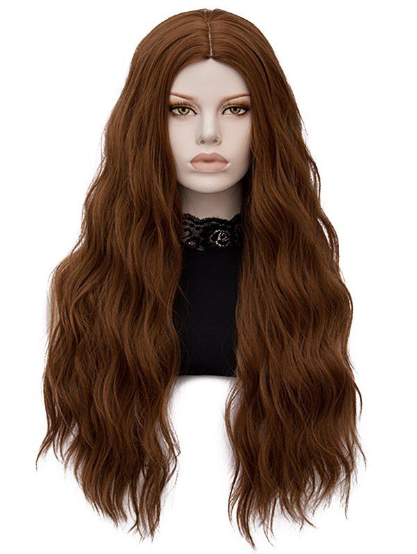 

Long Center Parting Natural Wavy Party Synthetic Wig, Brown