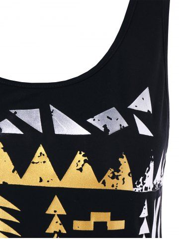 

Geometric Print Tank Top, Black