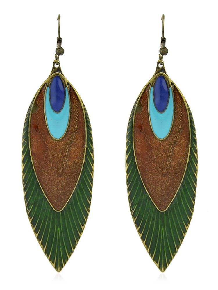 

Feather Decorative Boho Hook Earrings, Medium sea green