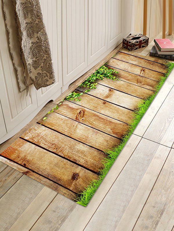 

Wooden Board Pattern Water Absorption Area Rug, Wood