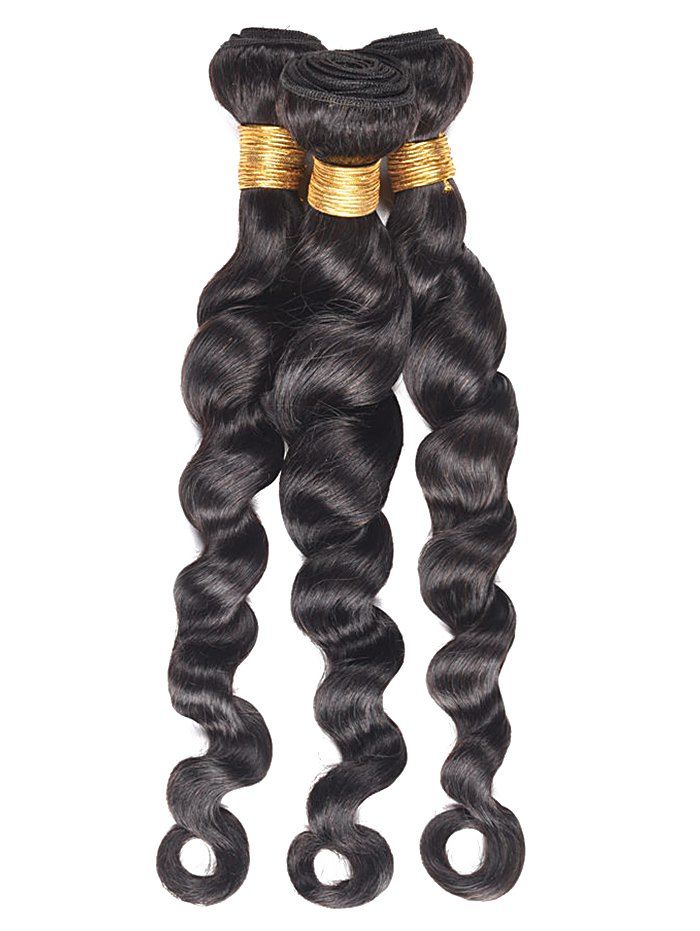 

Loose Wave 3Pcs Human Hair Wefts, Black;natural black