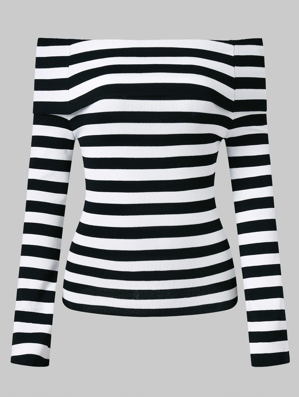 

Off The Shoulder Stripe Knit Top, White