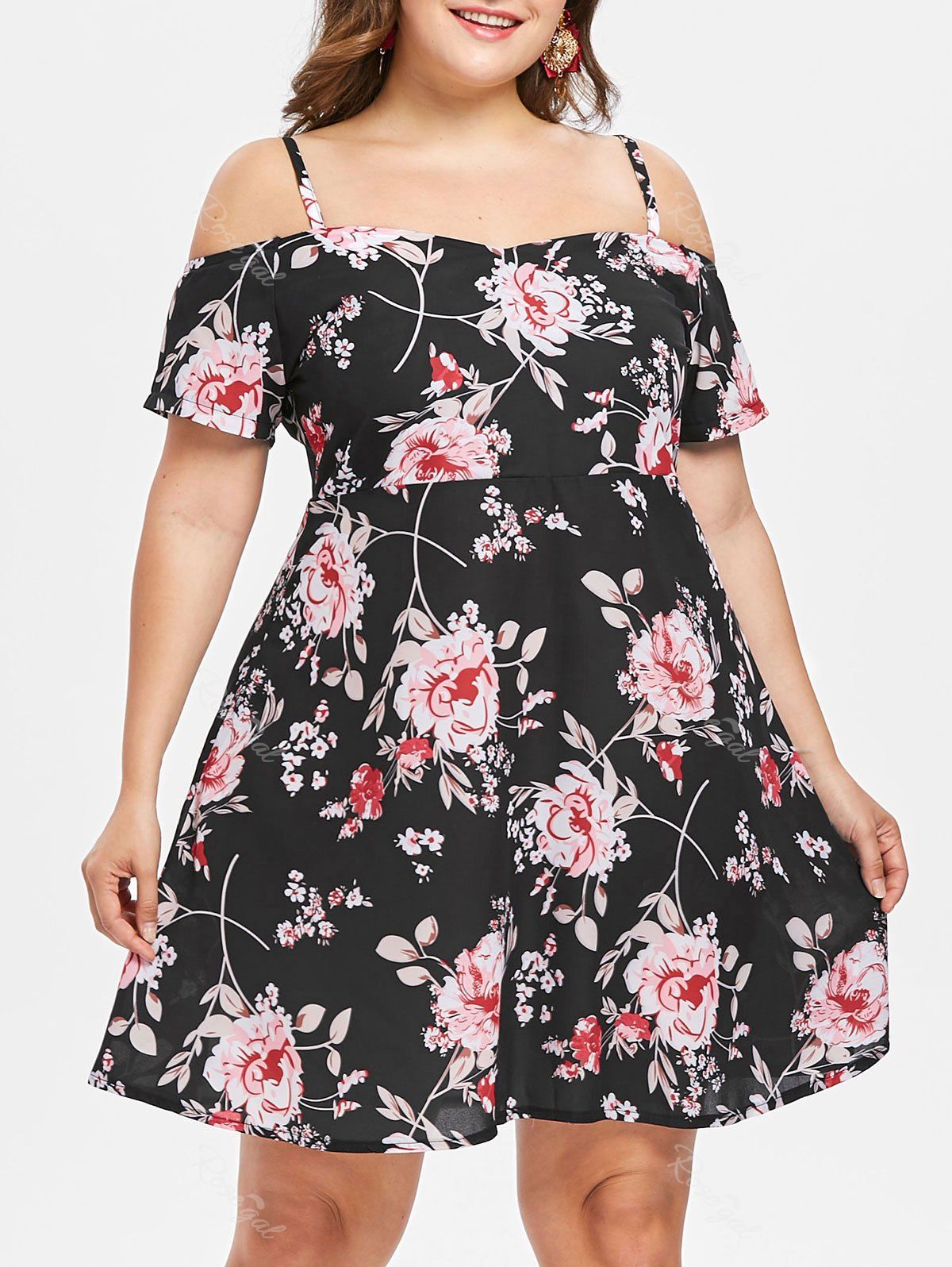 

Plus Size Flower Cami Dress, Black