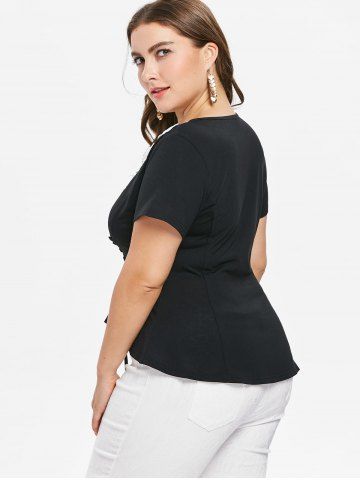 

Plus Size Lace Applique Corset T-shirt, Black