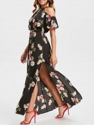 Robe Maxi à Epaules Dénudées et Imprimé Floral -  