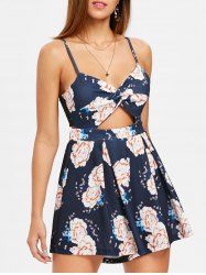 Barboteuse Floral Torsadé et à Bretelles Spaghetti -  