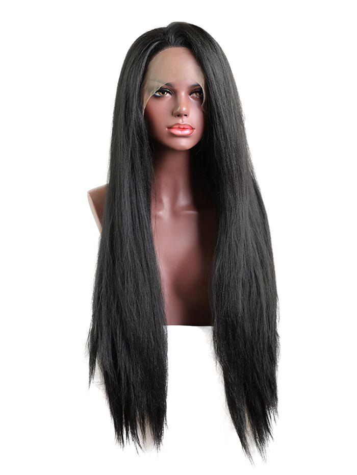 

Long Free Part Straight Lace Front Synthetic Wig, Black