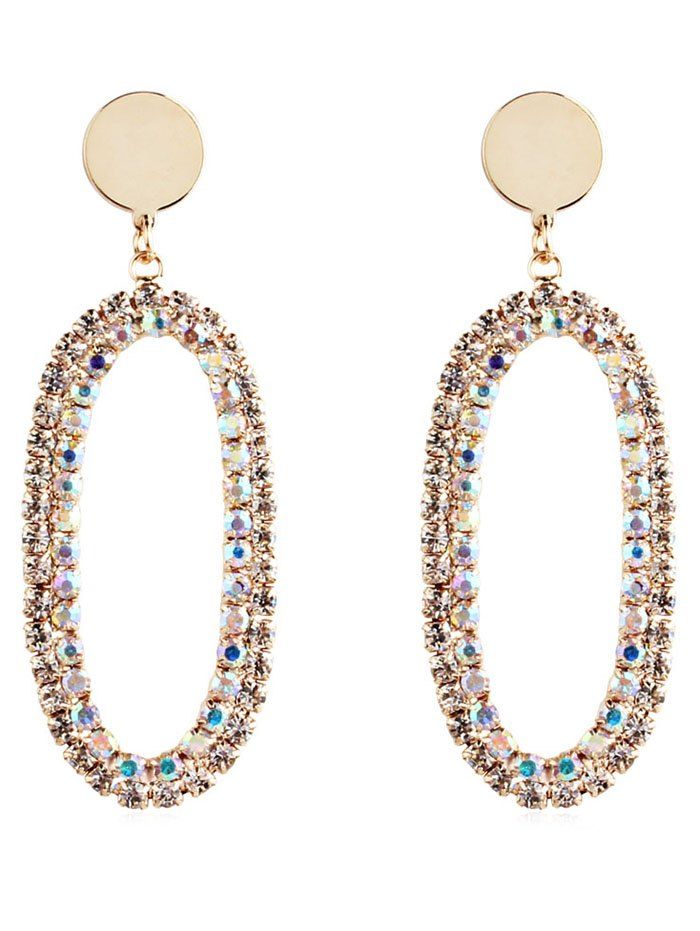 

Vintage Colored Rhinestone Inlaid Round Earrings, White