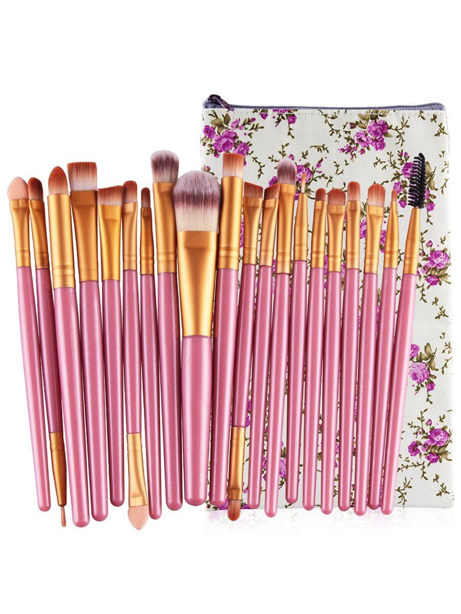 

Set of 20Pcs Ultra Soft Foundation Eyebrow Eyeshadow Concealer Brush Collection, Pig pink