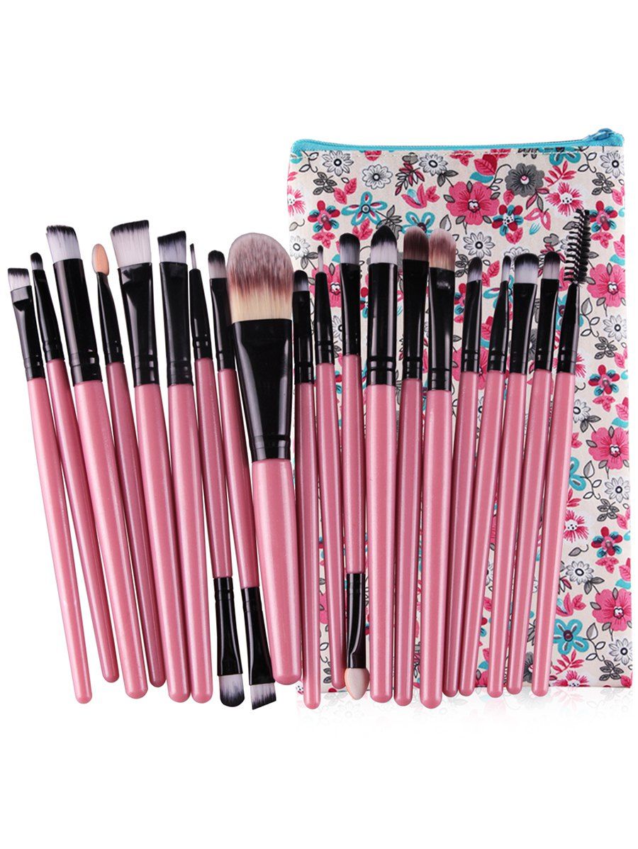 

Set of 20Pcs Ultra Soft Foundation Eyebrow Eyeshadow Concealer Brush Collection, Pink