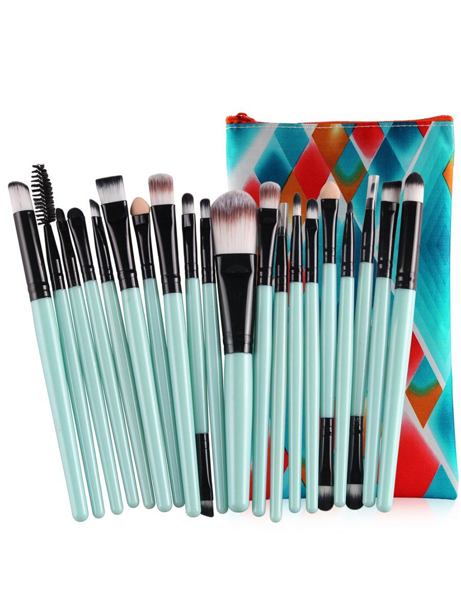 

Set of 20Pcs Ultra Soft Foundation Eyebrow Eyeshadow Concealer Brush Collection, Cyan opaque