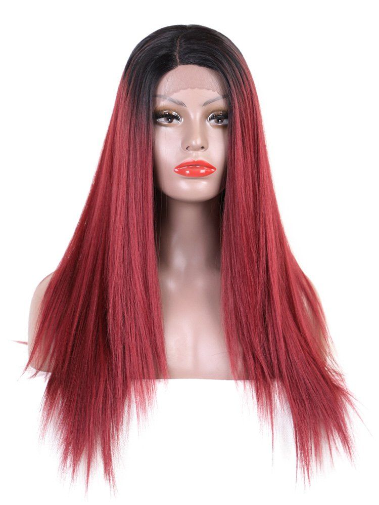 

Long Side Parting Straight Ombre Lace Front Synthetic Wig, Multi