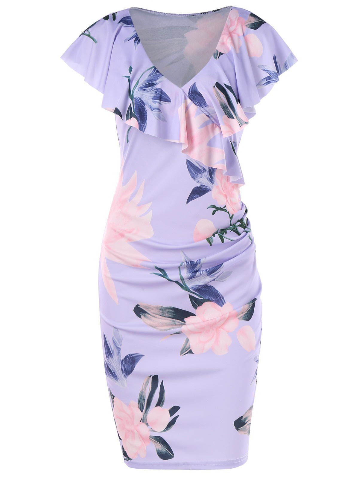 

Floral Print Bodycon Dress, Lavender blue