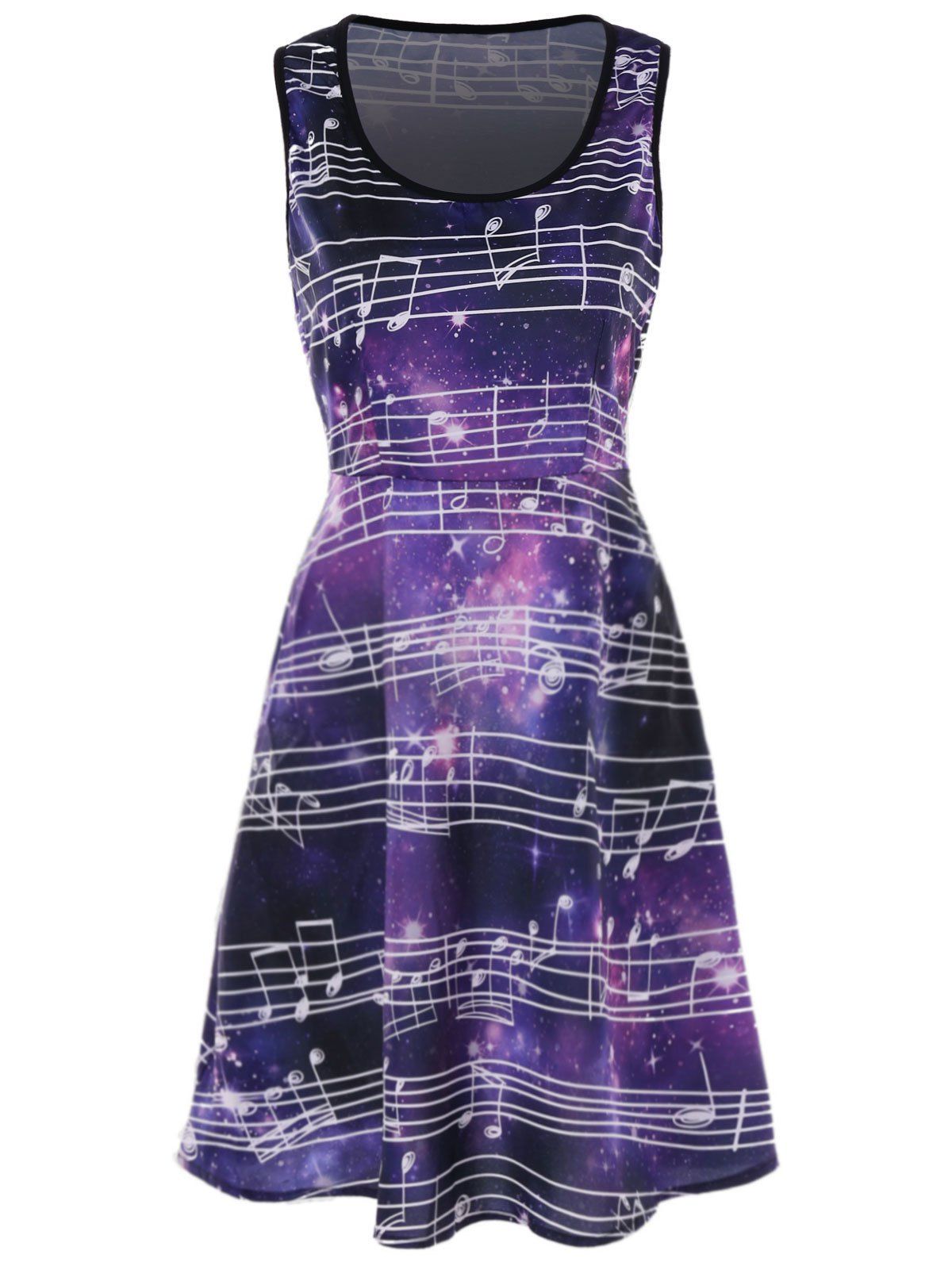 

Musical Galaxy Print Sleeveless Dress, Multi
