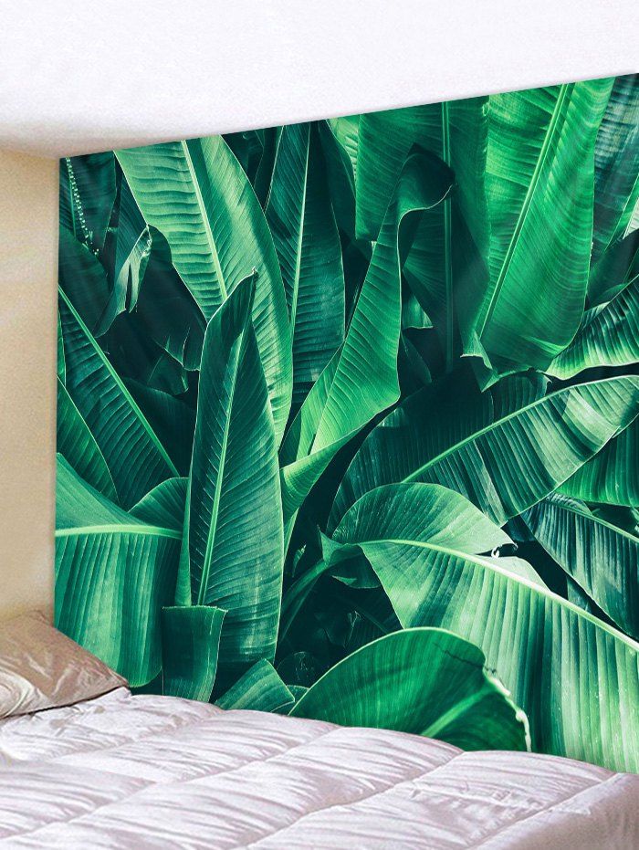 

Wall Hanging Art Banana Leaf Print Tapestry, Deep green