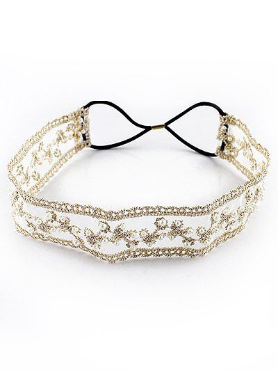 

Widened Lace Elastic Hair Band, Beige