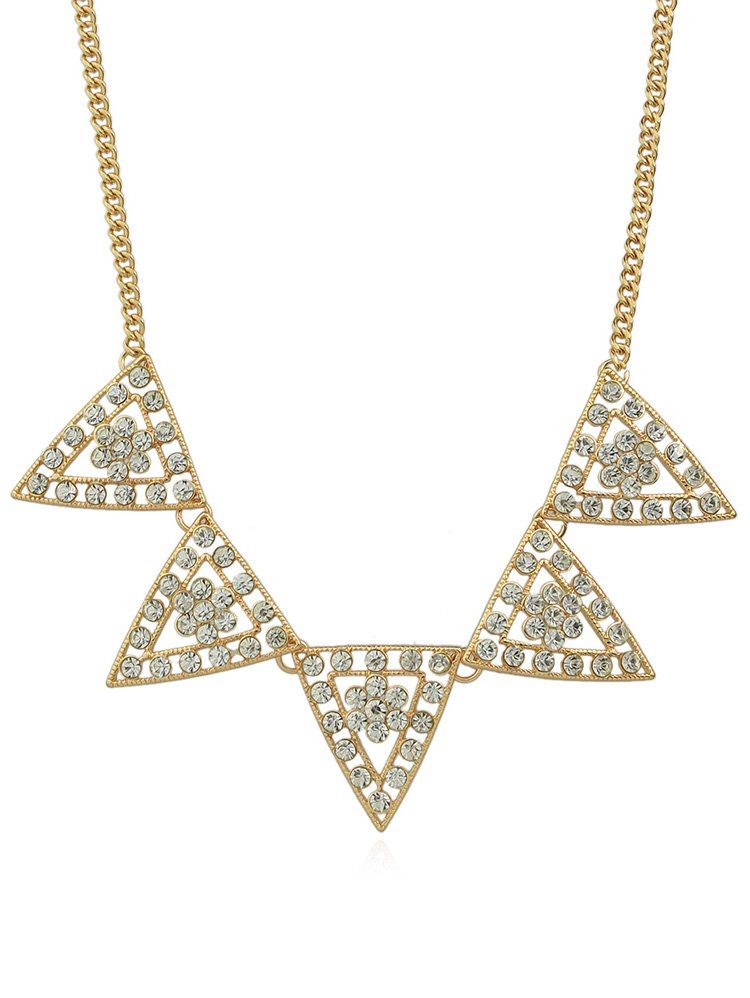 

Triangle Design Rhinestone Chain Necklace, Gold