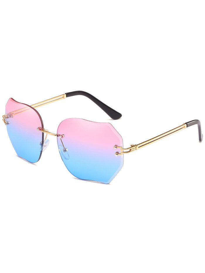 

Stylish Faux Pearl Inlay Irregular Lens Sunglasses, Powder blue