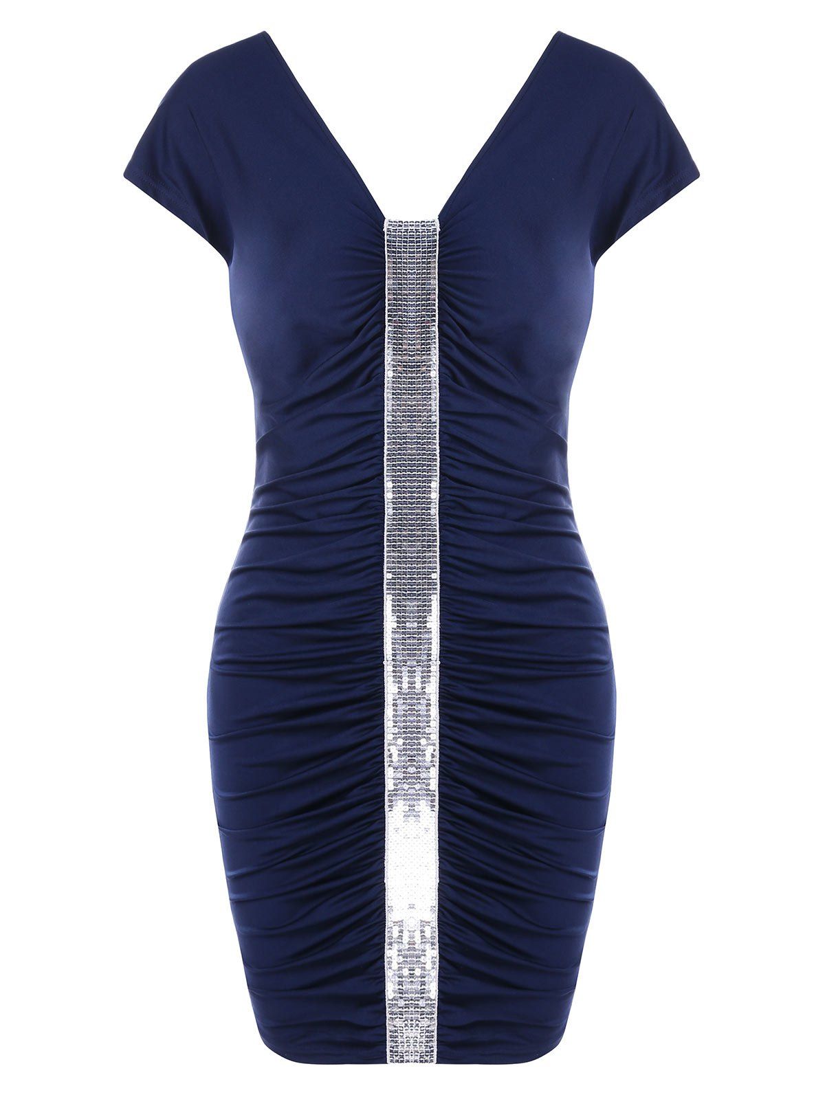 

Sequins Bodycon Ruched Dress, Deep blue