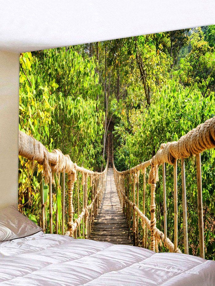 

Tree Bridge Pattern Wall Tapestry Decoration, Jungle green