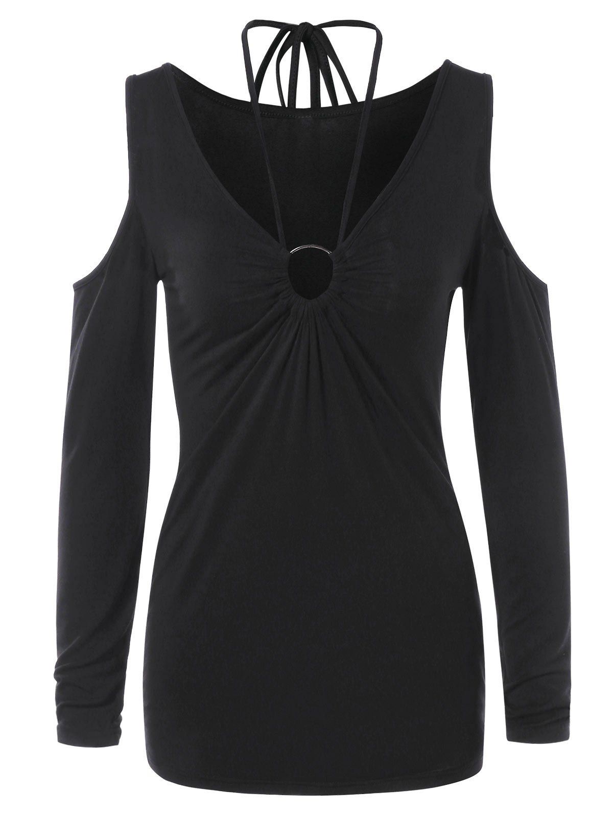 

Cold Shoulder Drape Tee, Black