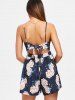 Barboteuse Floral Torsadé et à Bretelles Spaghetti -  
