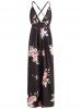 Floral Print Front Slit Maxi Dress -  