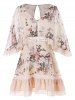 Mini-robe en Mousseline de Soie et Manches Papillon -  