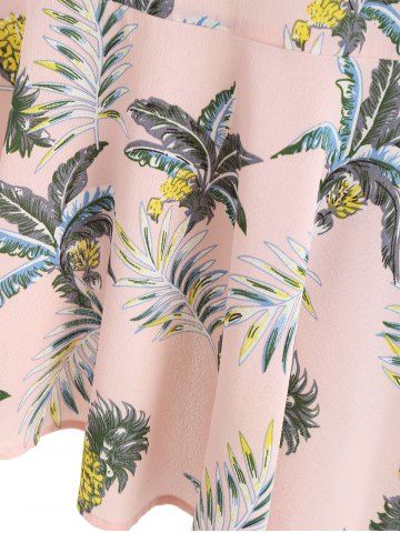 Flare Sleeve Flounce Pineapple Print Shift Dress