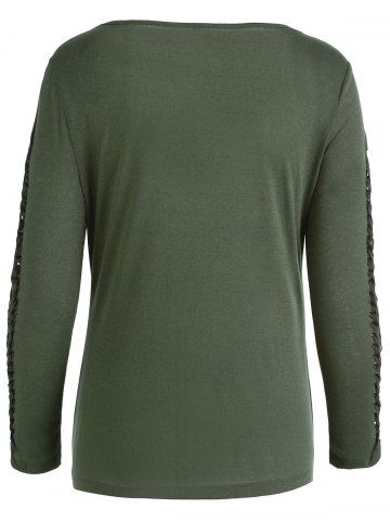 

Front Ladder Cut Out Long Sleeve T-shirt, Army green