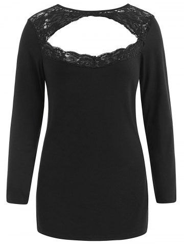 

Lace Panel Cut Out Top, Black