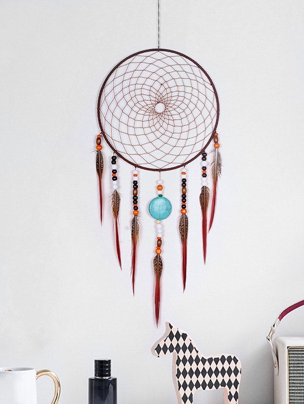 

Beads Feathers Dream Catcher Wall Hanging Decoration, Multi