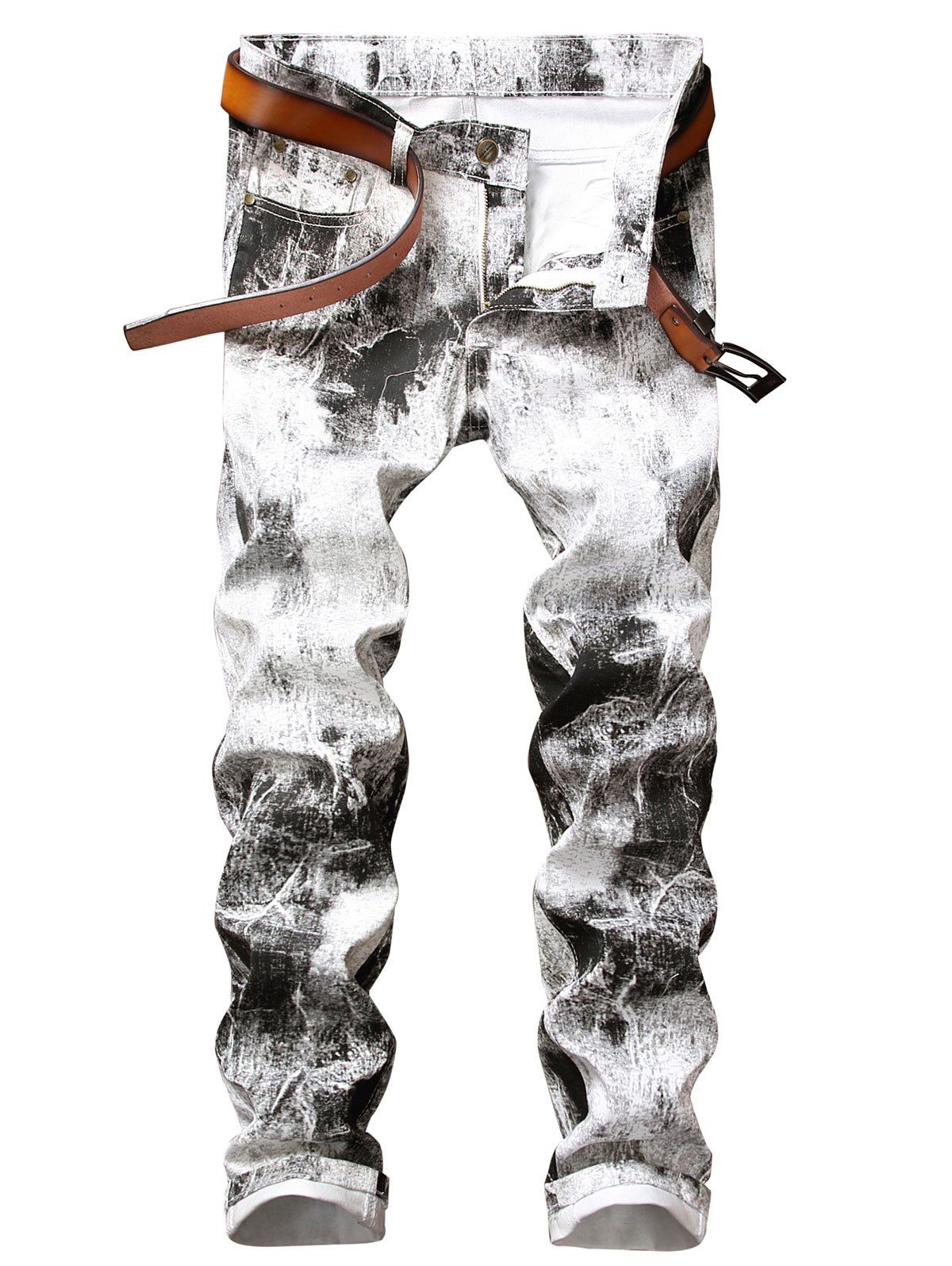 

Tie Dye Zipper Fly Jeans, White