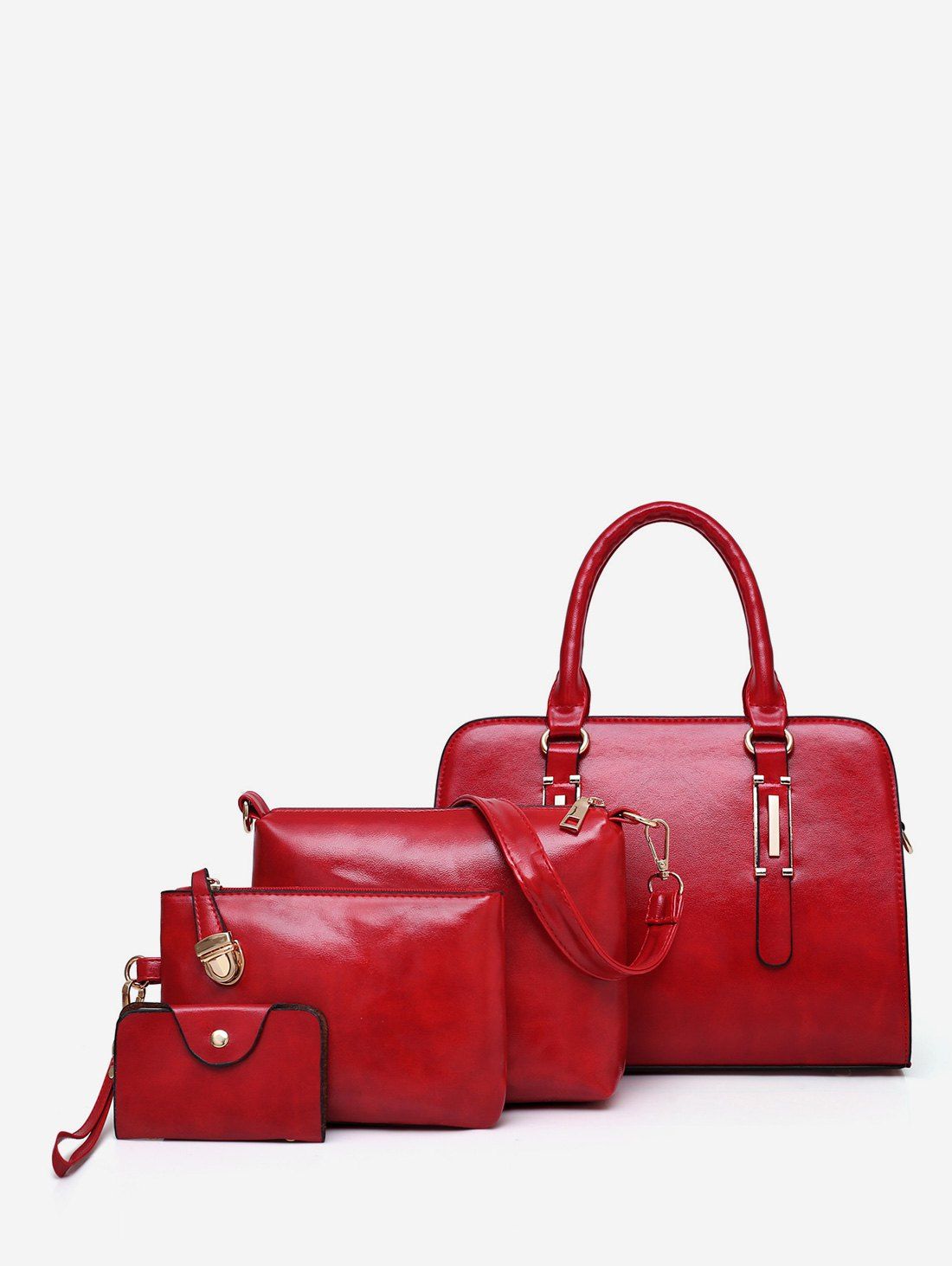 

Multi Functions Trip Practical 4 Pieces Tote Bag Set, Red wine