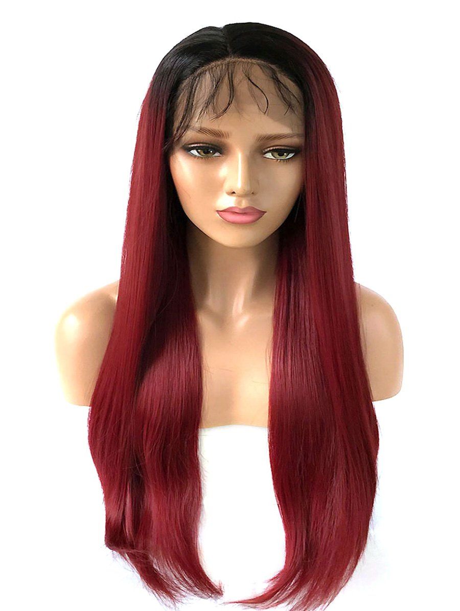 

Long Free Part Ombre Straight Lace Front Synthetic Wig, Multi