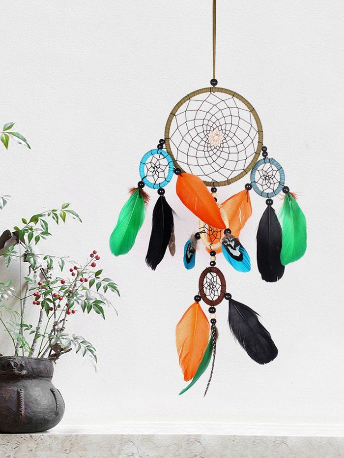 

Feathers Handmade Dream Catcher Wall Hanging Decoration, Multi