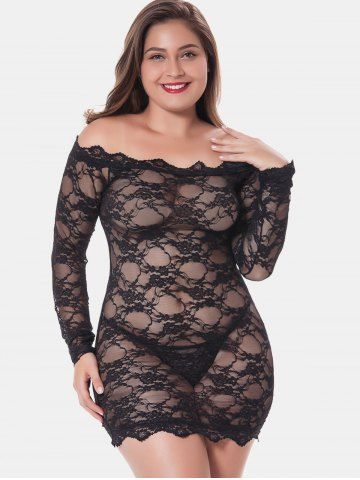 Robe Lingerie à Épaules Dénudées Grande-Taille