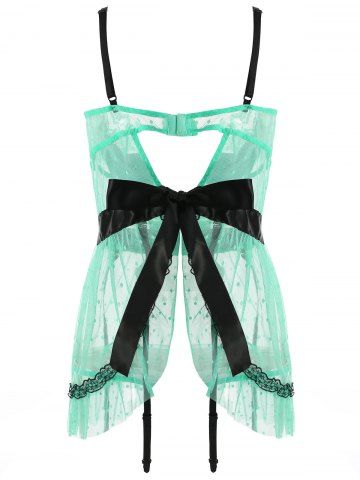 

Plus Size Bowknot Lace Babydoll, Green