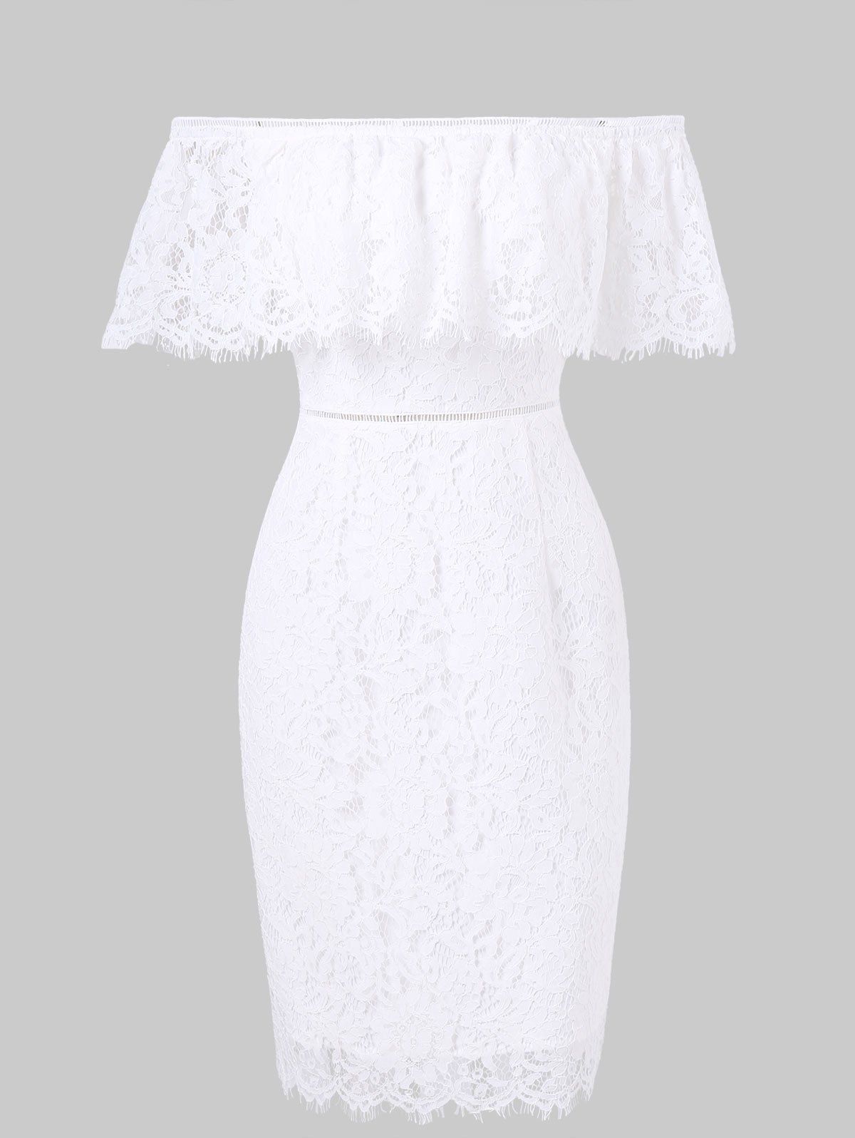 

Off The Shoulder Lace Bodycon Dress, White