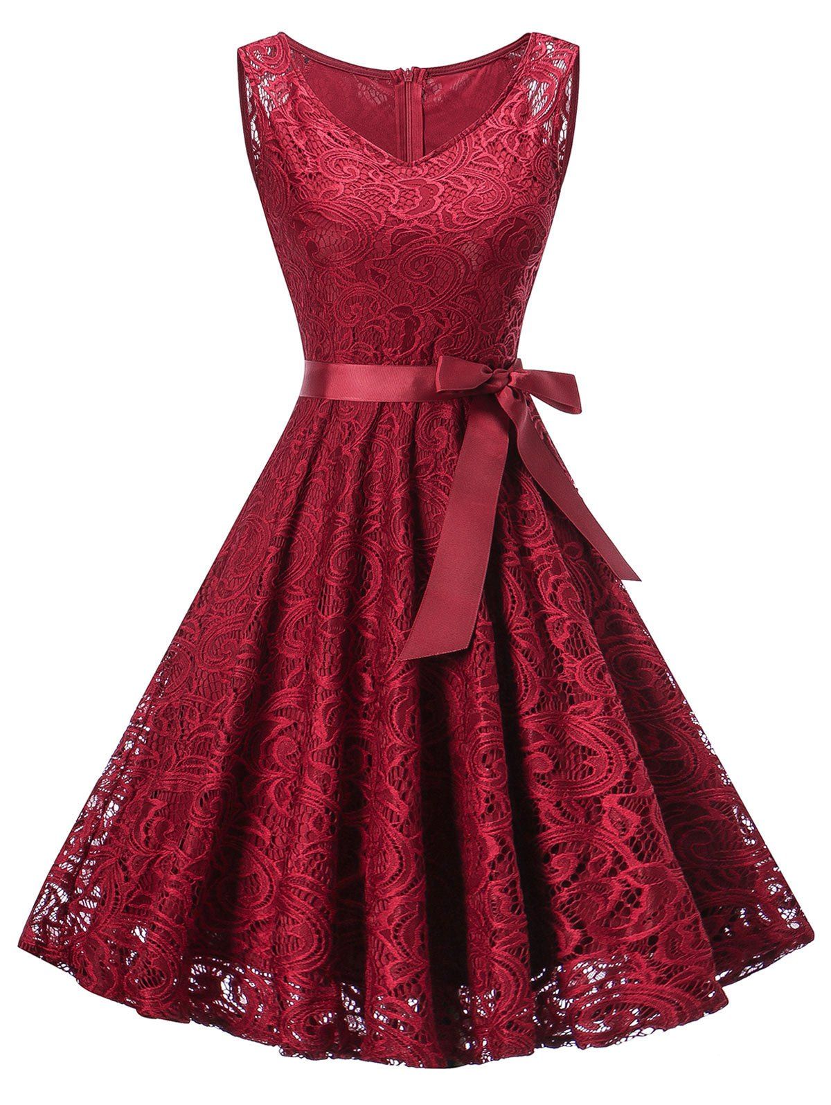 

Retro Lace Pin Up Dress, Red wine