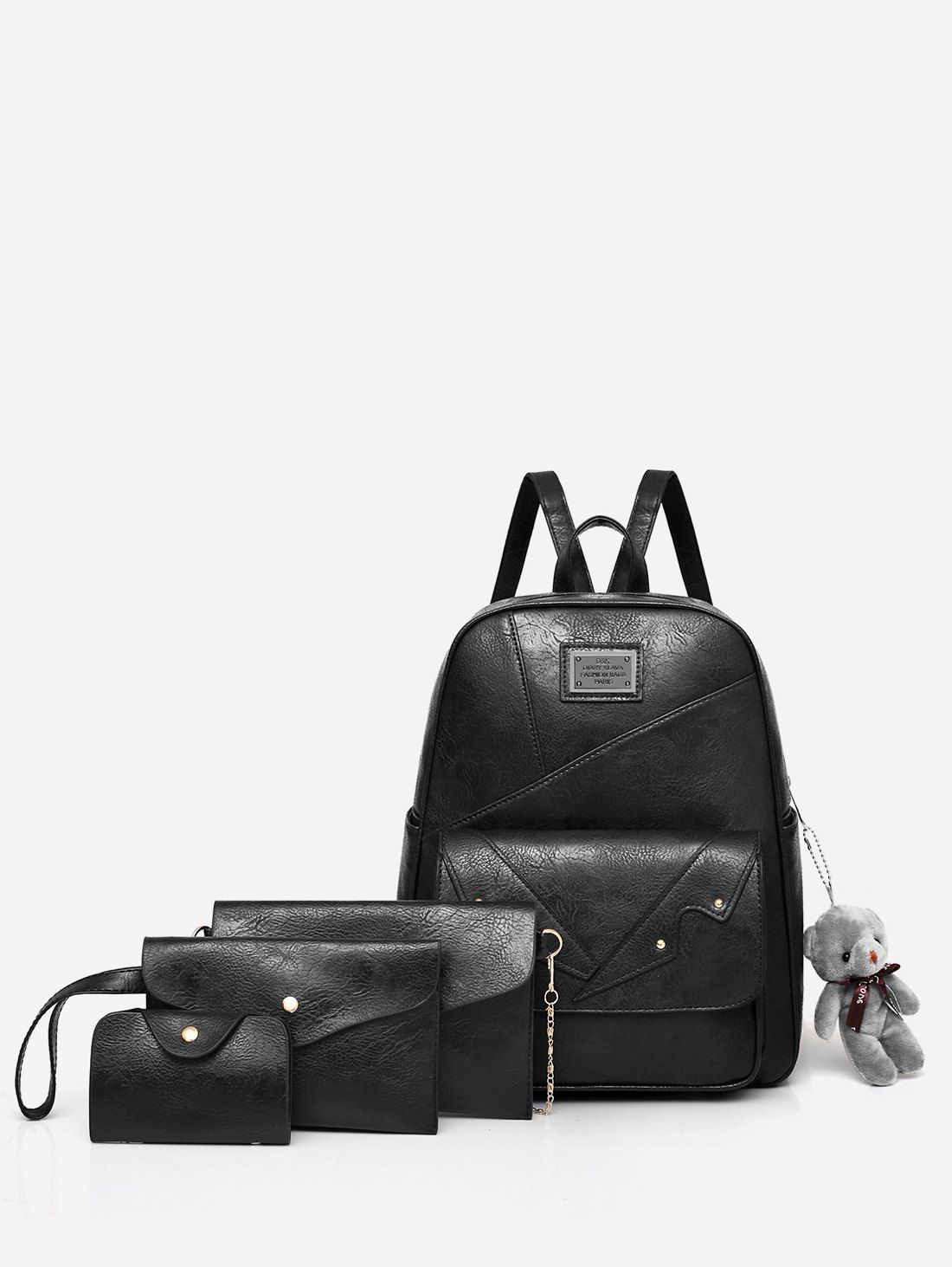 

4 Pieces Practical Minimalist Backpack Set, Black