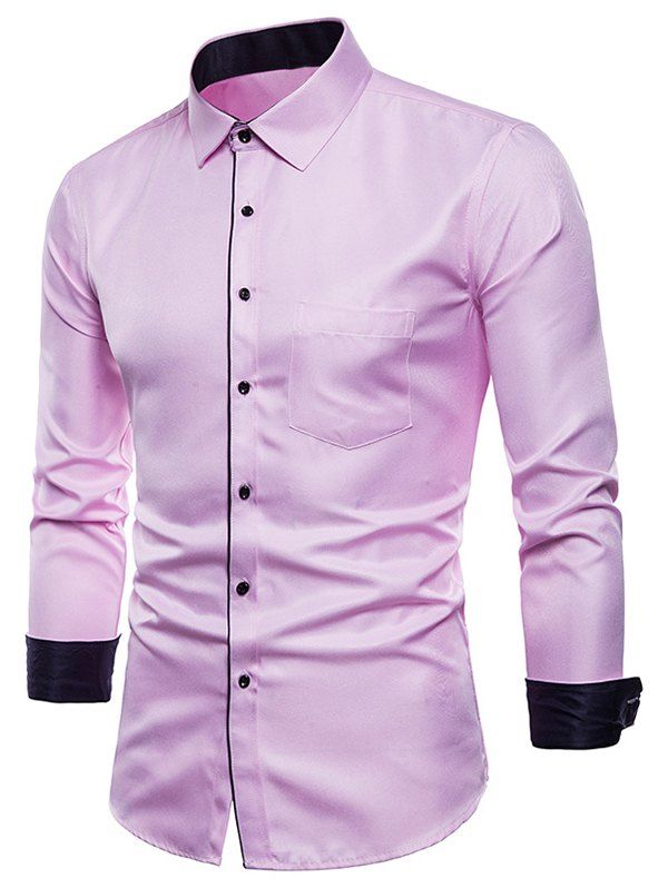 

Color Block Edging Long Sleeve Shirt, Mauve