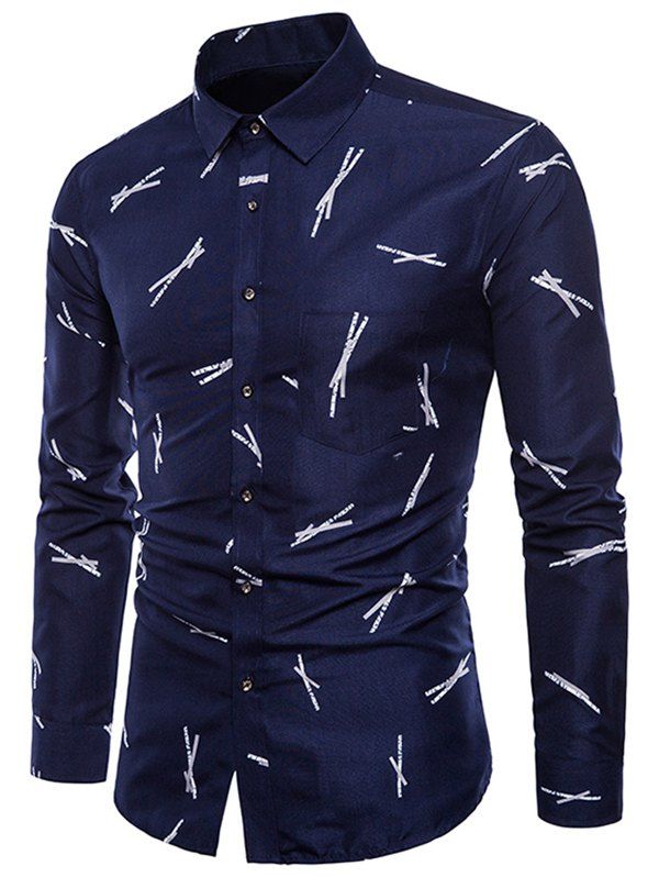 

Button Up Pocket Casual Long Sleeves Shirt, Midnight blue