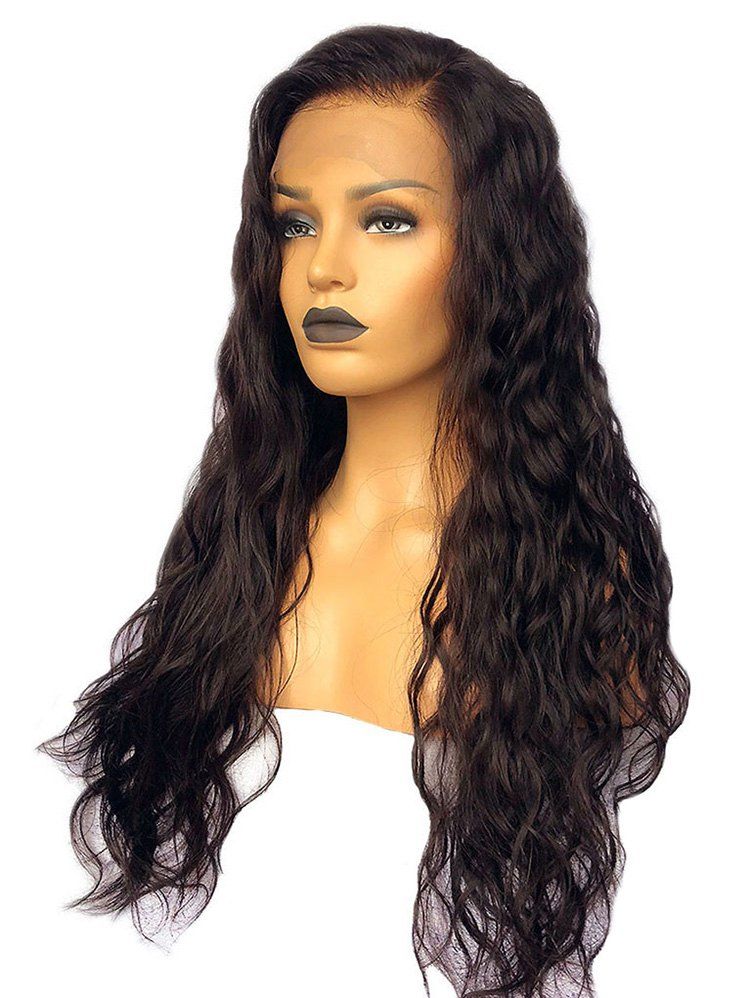 

Long Free Part Wavy Lace Front Synthetic Wig, Deep brown